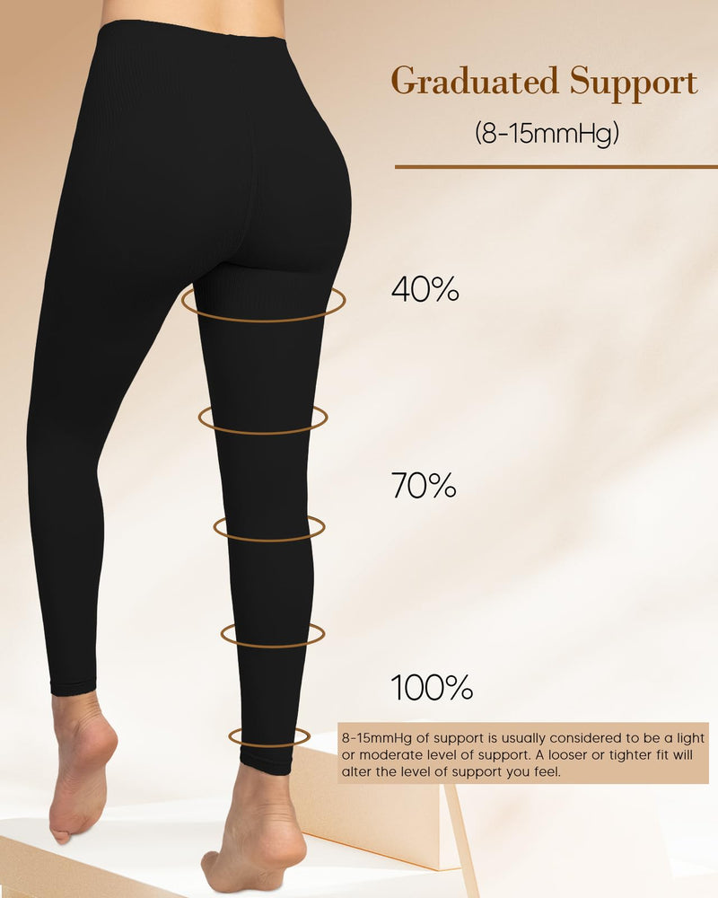 [Australia] - Medical Compression Pantyhose for Women 8-15mmHg, Graduated Support Footless Compression Tight, High Waist Circulation Compression Leggings, Comfort All Days, for Varicose Veins, Leg Pain(Black, XL) Large-X-Large Black 