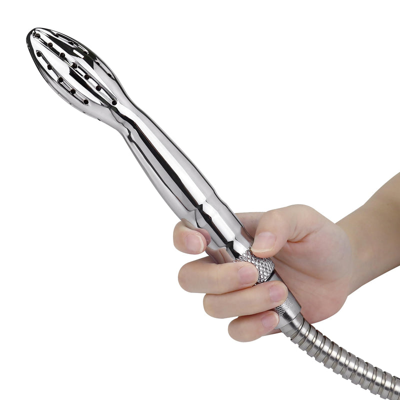 [Australia] - Shower Douche Shower Enema Shower Cleaner Enema Douche System, Handheld Water Shower Nozzle Anal Rinse Vaginal Cleaning Kit for Men Women, Silver (Aluminum) 