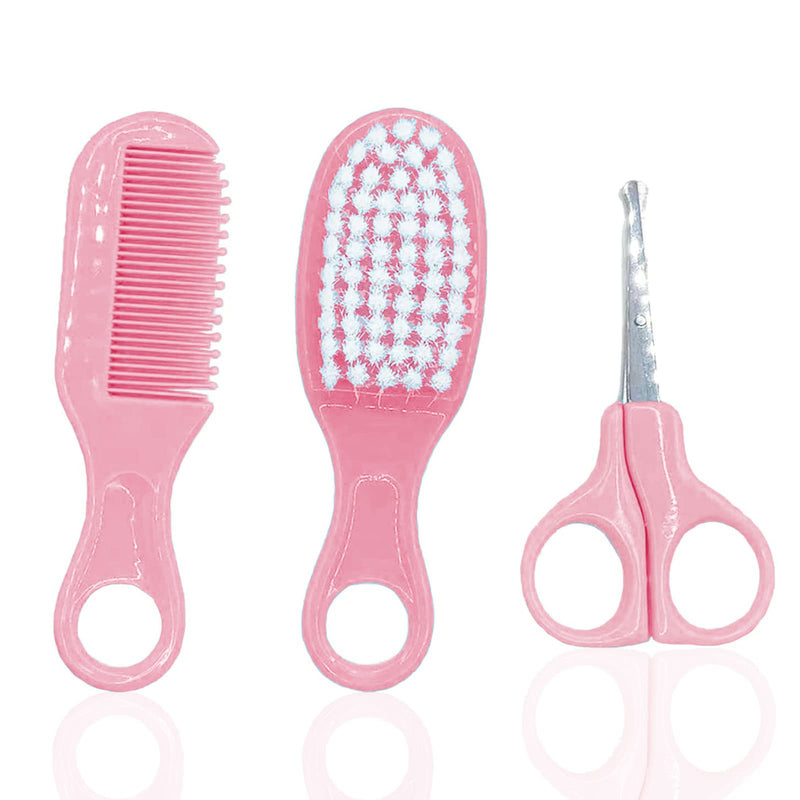 Baby Grooming Kit, Infant Safety Care Set with Hair Brush Comb Nail Clipper Nasal Aspirator,Baby Essentials Kit for Newborn Girls Boys (Pink baby grooming kit) Pink Baby Grooming Kit