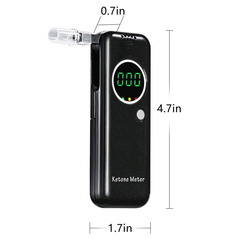 [Australia] - Professional Ketone Breath Analyzer Portable Digital Ketone Breath Meter Advanced Ketosis Breath Tester with 10 Mouthpieces for Monitors Your Acetone and Ketones in Breath Black 