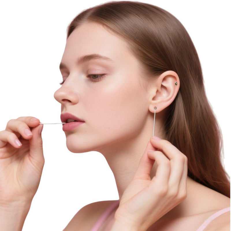 [Australia] - Piercing Cleaning,Earring Hole Cleaner,Ear Piercing Aftercare Cleaner Kit with 240pcs Disposable Ear Piercing Cleaning Floss & 15ml Cleaning Solution for Women Men 