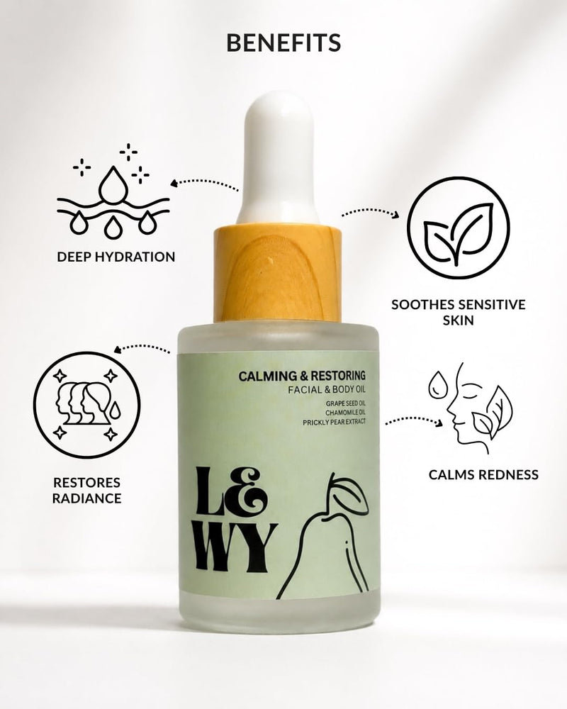 LEWY Hydrating Facial Oil | Beauty Facial Oil, Hydrating, Chamomile, Jojoba Oil, Vitamin E, Fast-Absorbing, Lightweight Formula, 1 oz, 30 ml