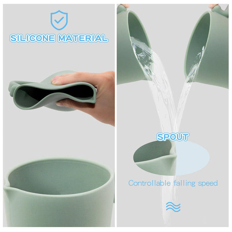 [Australia] - mandoo Baby Bath Rinse Cup - Food Grade Silicone - Shampoo & Body Washing Rinser Cup For Kids with Easy Grip Handle to Rinse Baby Shampoo and Soap - Baby Essentials (Light green) Light Green 