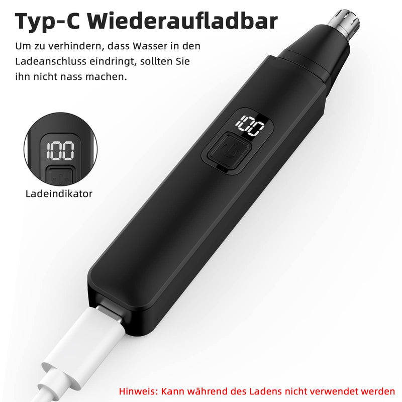 [Australia] - Nose Hair Trimmer, Rechargeable Wireless Ear Eyebrow Trimming Tool Dual Edge Blades Shaver Easy Cleaning with Indicator Light for Man Woman 