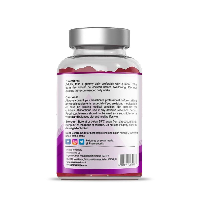 Pharmanostix Folic Acid 400μg Pregnancy Gummy - Vitamin B9 Prenatal Conception - 120 Natural Berry Flavour Vegan Gummies to Support Health Pregnancy & Foetus Development - GMO & Allergens Free