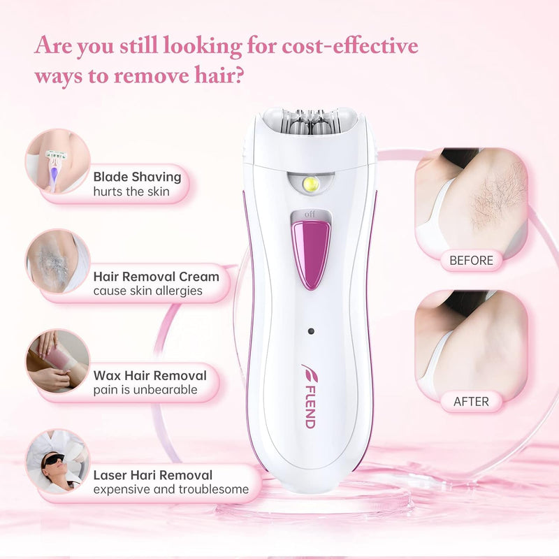 [Australia] - Epilator for Women, Facial Epilator Women, Wireless Electric Epilator, Painless Mini Epilator, Epilator with LED Light for Women, Face, Body, Armpit, Bikini, Leg White-#4 