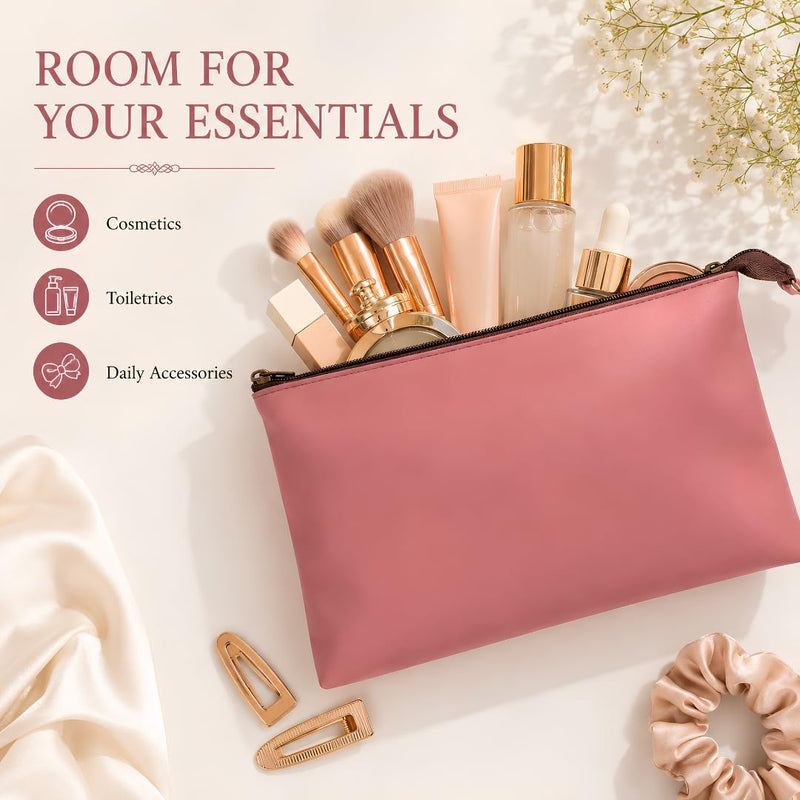 Premium Genuine Leather Toiletry Bag for Women | Large Travel Cosmetic Organizer Pouch | Waterproof Lining Makeup Storage Kit | Luxury Lightweight Portable Wash Bag for Travel, Gym, Office