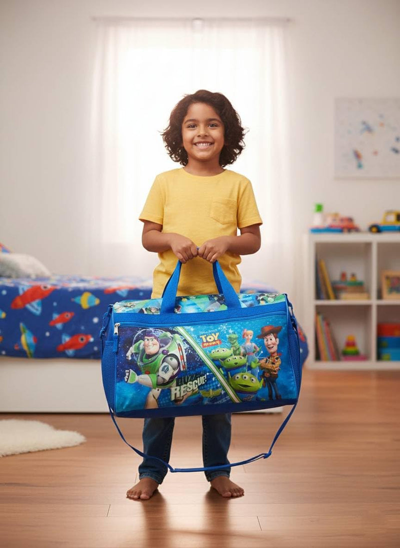 Disney Pixar Toy Story Kids’ Duffle Bag – Buzz Lightyear, Woody & Friends Travel Gym Bag with Adjustable Strap