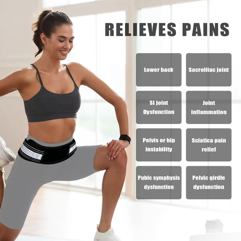 Sacroiliac SI Joint Hip Brace with Dual-Compression Tech - Sciatica & Lower Back Pain Relief Belt for Women/Men, Adjustable 32-56" (CoolMax+Neoprene) 32-56 Inches Waist