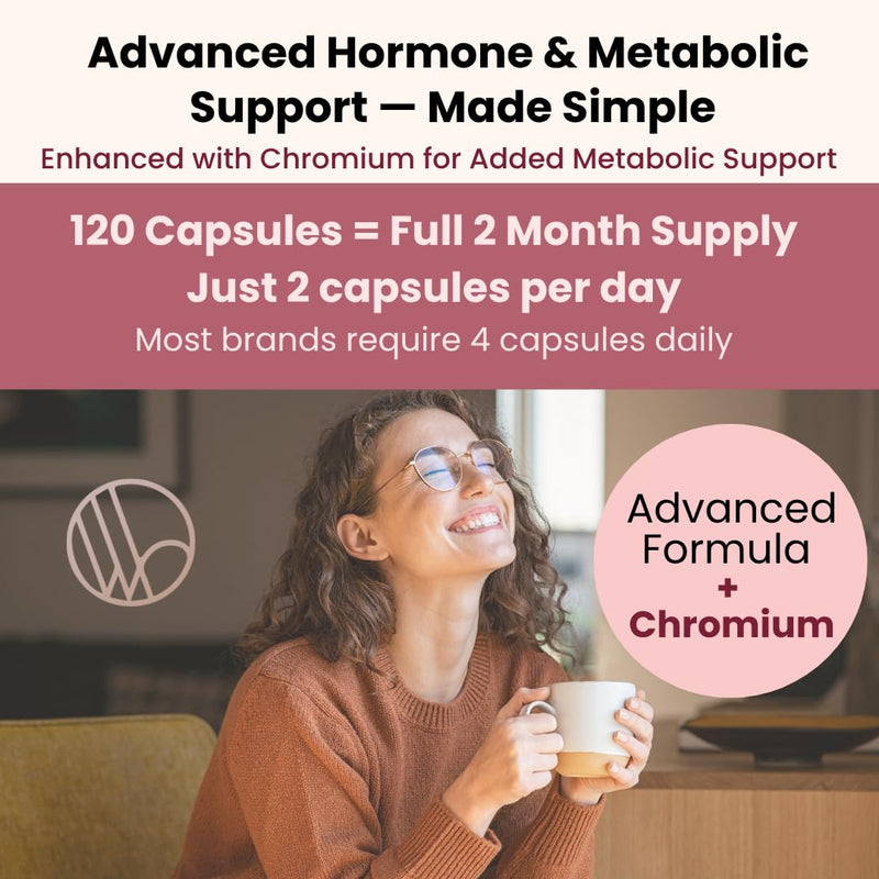 Myo Inositol & D-Chiro Inositol Complex with Chromium, Folic Acid & Vitamin D3 – 120 Capsules - PCOS & Fertility Hormone Support Supplement for Women 120 count (Pack of 1)