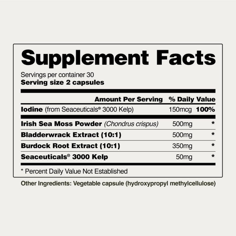 [Australia] - Snap Supplements Irish Sea Moss Capsules with Bladderwrack, Burdock Root & Iodine ‚Äì Supports Energy, Immune Health, Digestion & Skin ‚Äì 60 Capsules 