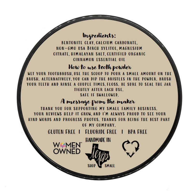Simply Sooney Remineralizing Vegan Mineral Tooth Powder I Cinnamon Formula I Natural Whitening I Stronger Teeth (1.5oz Jar) 1.5oz Jar