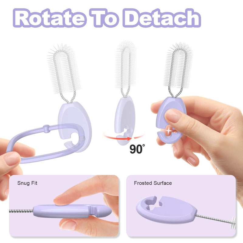 [Australia] - YOTIME Standing Straw Cleaner Brush Set, 4in1 Reusable Straw Brushes with Holder Ring, for Wide and Narrow Straws, Tumblers, Water Bottles and Cups, Purple Standard | Purple 