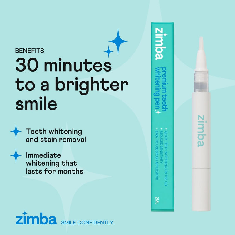 [Australia] - New Zimba Ultimate Whitening Kit | Cordless LED Accelerator Light, Whitening Strips, and Whitenig Pen 0.33 Fl Oz (Pack of 3) 