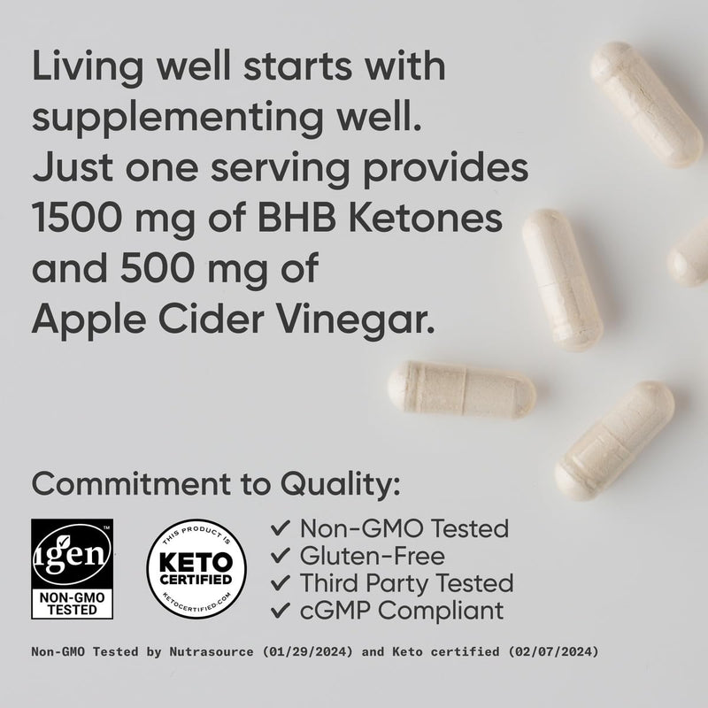 [Australia] - Sports Research® Keto Plus ACV Capsules - Diet Support with 500mg of Apple Cider Vinegar & 1500mg goBHB® Exogenous Ketones - Gluten Free & Keto Certified - 120 Veggie Capsules Unflavored 120 Count (Pack of 1) 