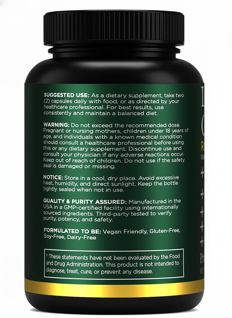 Liposomal Glutathione Capsules with Resveratrol & Milk Thistle Supplement for Men and Women - L-Glutathione - 60 Capsules, Third Party Tested, Made in USA