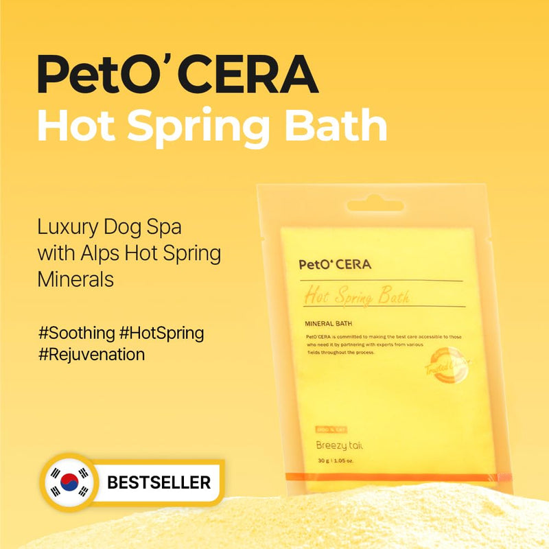 PetO'Cera Hot Spring Bath for Dogs, Soothes & Rejuvenates Skin, Relieves Itching, Alps Hot Spring Water, Loved by Top Korean Groomers – Easy Breezy, Professional Spa Care at Home (30g x 3 Pouches) - PawsPlanet Australia