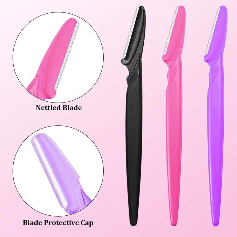 [Australia] - Boao 60 Pieces Eyebrow Razor Shaver Dermaplaning Tool Hair Shavers for Women and Man Face Microblades Shaper Trimmer with Precision Cover Skincare Party Favors Pink, Blue,Yellow, Rose Red, Purple, Black 