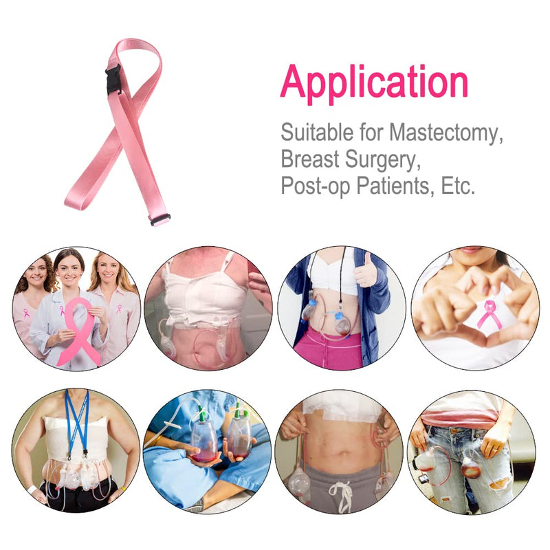 [Australia] - 2 Pack Shower Lanyard for Mastectomy Drain Holder JP Drainage/Breast Cancer/Bilateral/Unilateral/Abdominal Debridement/Tummy Tuck Patients, After-Surgery Recovery Management Neck Landyard Pink (Pack of 2) 
