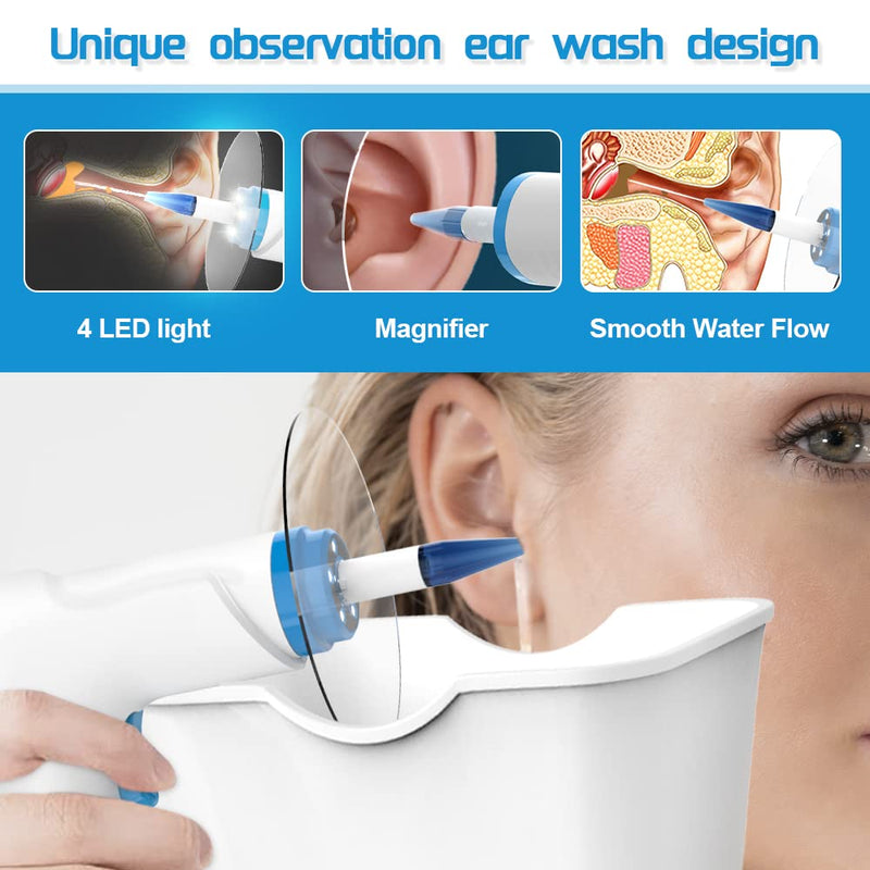 [Australia] - Earwax Remover, Electric Ear Cleaning Set, 4 Cleaning Mode Settings, Rechargeable Ear Cleaner, Safe, Effective Ear Cleaner, With 9+1 Ear Tips and Water Catching Basin 10 Disposable Tips 