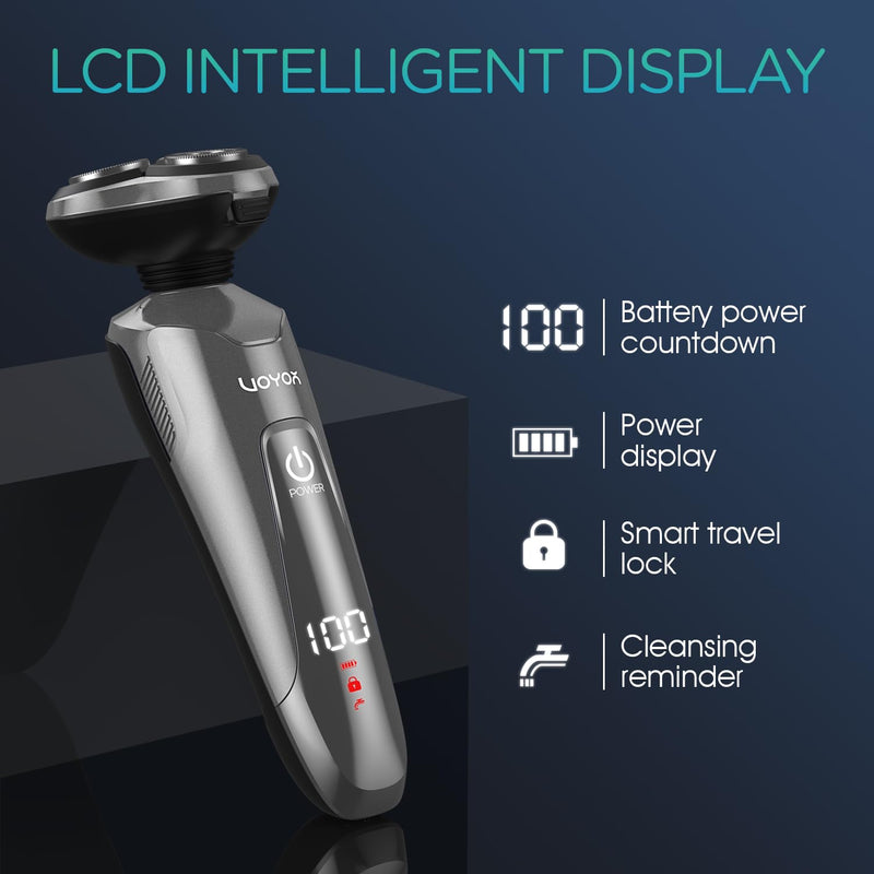 [Australia] - VOYOR Electric Razor for Men Cordless Shavers for Shaving with face sideburn Nose Ear Hair Rechargeable Wet Dry Waterproof TX410 New (New Version-Grey) New Version-Grey 