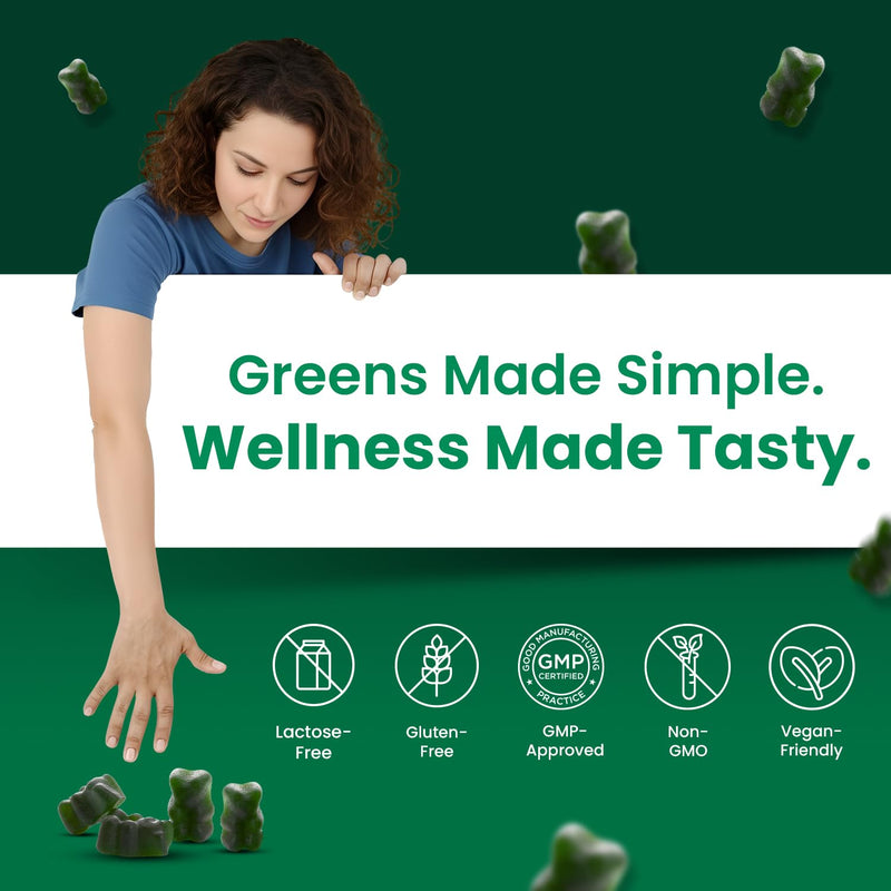 VED Super Green Gummies - Green Vitamin Gummies for Adults - Super Greens & B12 Gummy Supplement - Enhanced Nutrition with Greens Supplement.