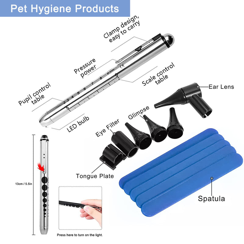 Veterinary Otoscope Kit,LED Vet Pet Cat Dog Ear Inspection, with 3X Magnifying Glass and penlight, Checking Pets Ears Eye Oral Cavity,Apply to Pets of All Ages Dogs Cats Rabbit - PawsPlanet Australia