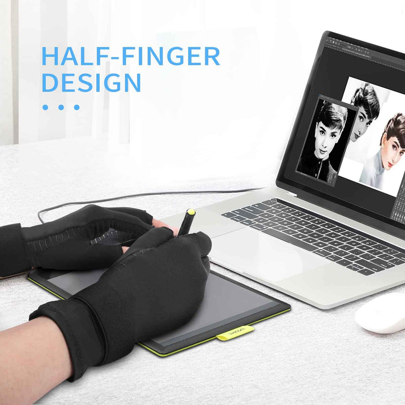[Australia] - Tikaton Copper Infused Compression Arthritis Gloves with Wrist Strap for Hand Pain,Carpal Tunnel,Tendonitis, Fits Women & Men Small/Medium 