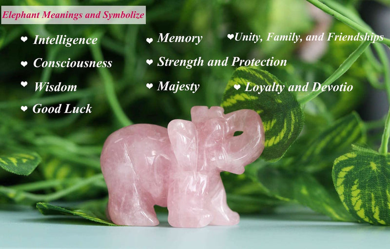 [Australia] - 2" Rose Quartz Elephant Decor Healing Crystal Cute Polished Natural Stone Hand-Carved Big Pink Sculpture Statue Figurines Gemstone Energy Hippie Home Room Office Desk Decoration Gifts for Women Men 1-pink-rose Quartz 