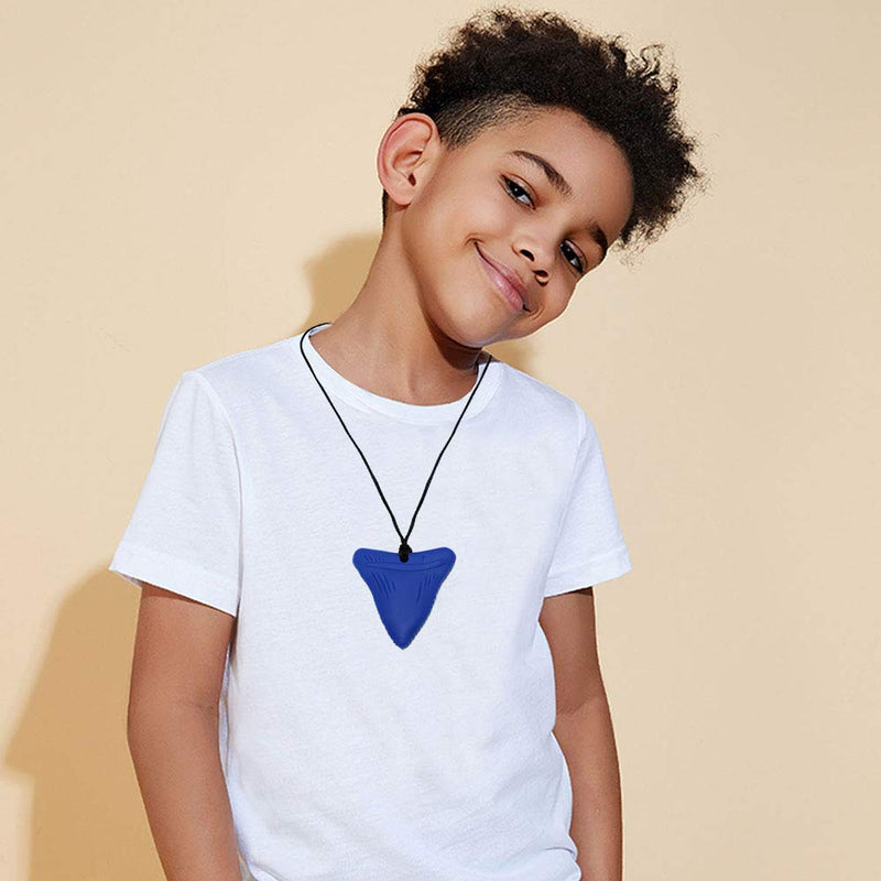 [Australia] - Chew Necklaces for Sensory Kids, 3 Pack Sensory Toys Silicone Chewy Necklace Sensory for Autism, ADHD, Anxiety or Other Special Needs- Reduces Chewing Fidgeting for Boys Girls Adults Chewer Black/Blue/White 3 Count (Pack of 1) 