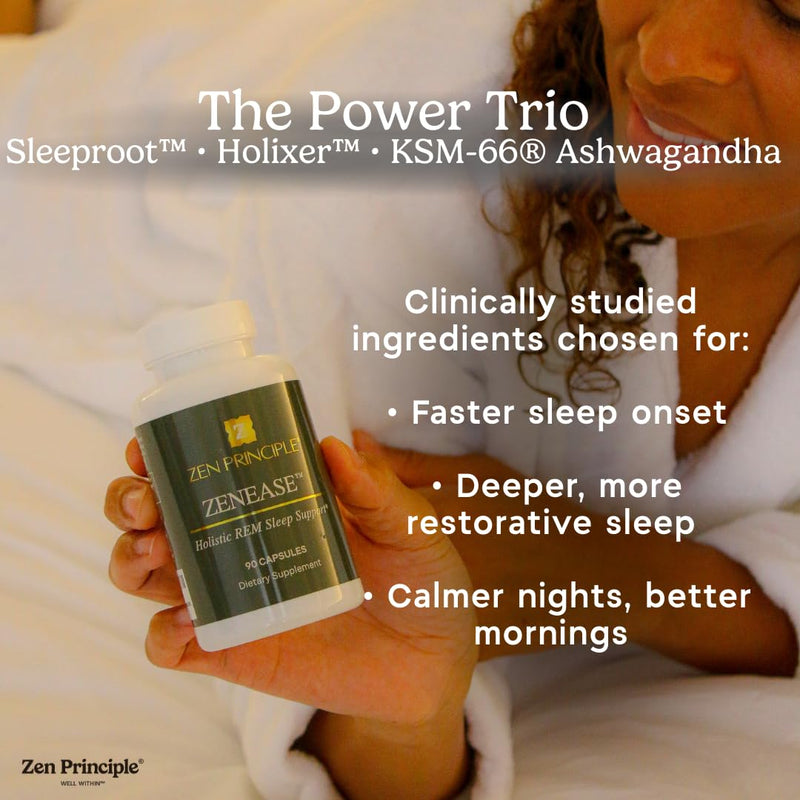 Zen Principle Zenease Sleep Support with Magnesium Glycinate, Ashwagandha KSM-66®, Saffron, L-Theanine & GABA – No Melatonin, Natural Stress Relief & Sleep Aid. 180 Capsules 2