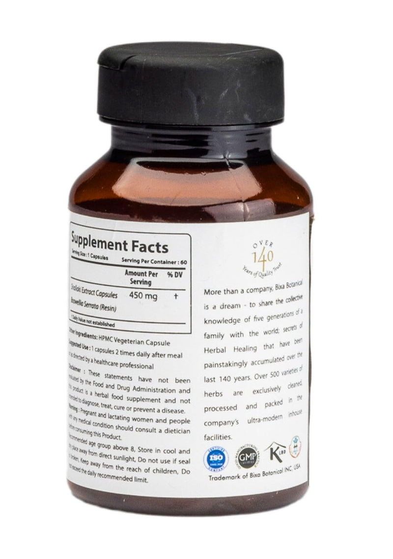 [Australia] - bixa BOTANICAL Boswellia Serrata Extract Pure Premium Quality 65% Boswellic Acid | Ayurvedic Natural Herbal Supplement | (450 Mg 60 Veg Capsules) 
