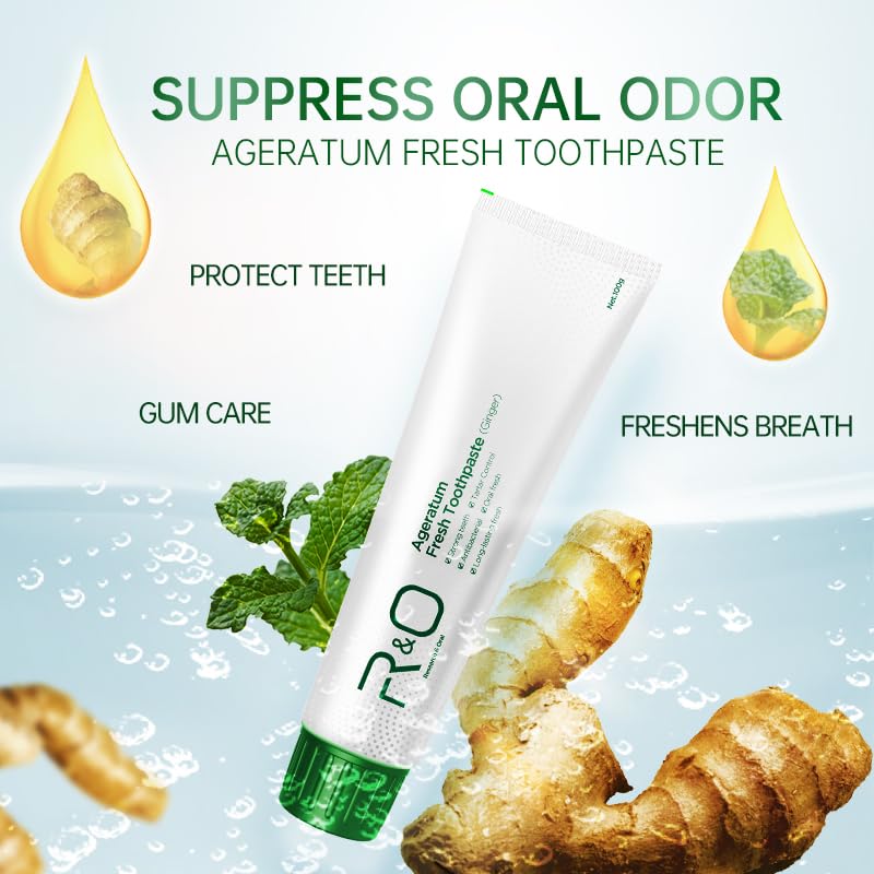 R&O Long-Lasting Fresh Ginger Mint Toothpaste, 3.53 oz - Removes Dental Plaque, Relieves Oral Discomfort, Enhances Oral Health, Maintains Fresh Breath - A Miracle for Oral Hygiene(3 Pack)