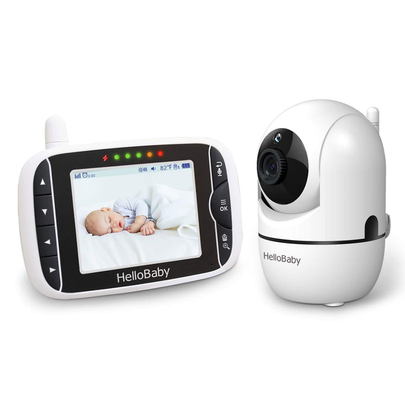 [Australia] - HelloBaby Video Baby Monitor with Remote Camera Pan-Tilt-Zoom, 3.2'' Color LCD Screen, Infrared Night Vision, Temperature Display, Lullaby, Two Way Audio 3.2 inches 