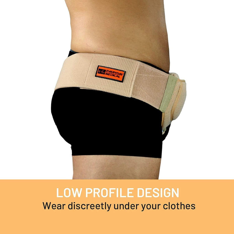 [Australia] - Everyday Medical Inguinal Hernia Support Belt for Men I Fits Left or Right Side I Post Surgery Men and Womens Hernia Support Truss for Inguinal, Groin Hernias I Adjustable Waist Strap I Beige | S/M Small/Medium (Pack of 1) 
