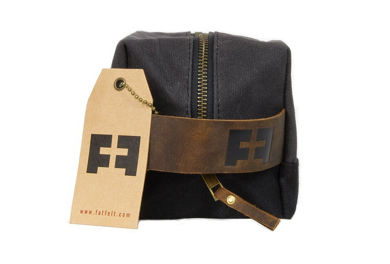 the DOPP KIT | Waxed Cotton Canvas shave and toiletries bag with leather handle Night Sky