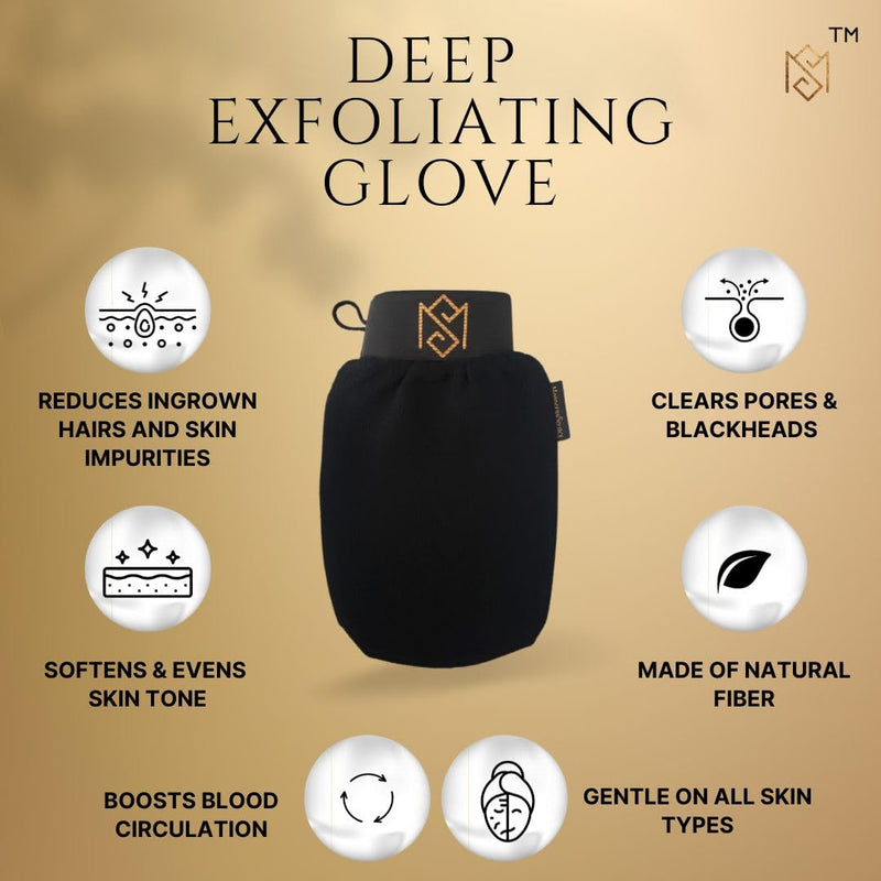 [Australia] - Exfoliating Glove Kessa Mitt Body Scrubber - Dead Skin Remover Shower Glove for Dead Skin Scrubbing and Deep Pore Cleansing - by MoroccanSource (1 Pack black) 1 Pack Black 