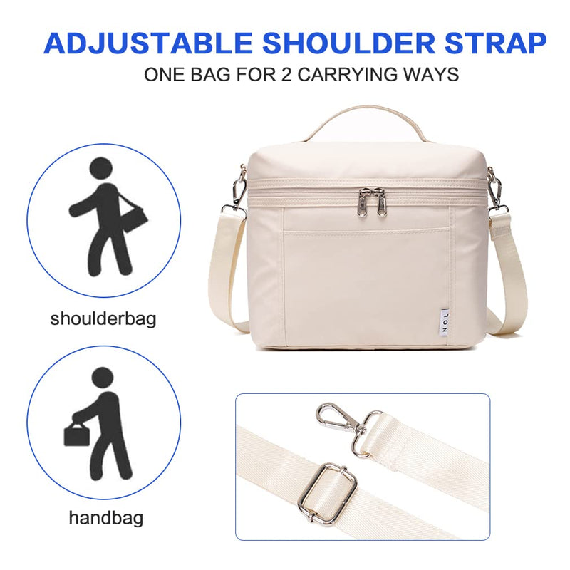 [Australia] - NOL Natural Organic Lifestyle Insulated Lunch Bags for Women Cooler Bag Lightweight Nylon Waterproof Lunch Box For Work（Medium, Cream Medium(normal) 