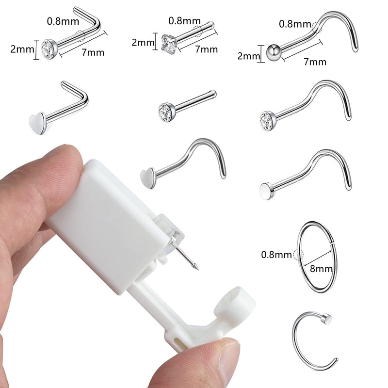 [Australia] - 3 Pack Nose Piercing Kit, Disposable Safety Self Nose Piercing Gun with 10 Piece Nose Rings Studs, Home Nose Percinging Kit Gun Tools 