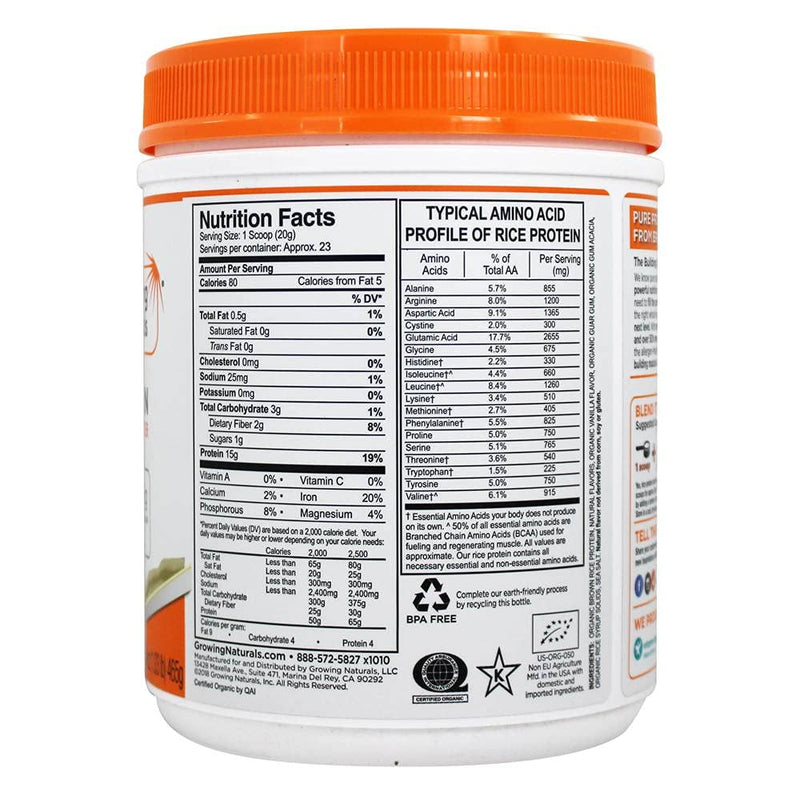 [Australia] - Organic Rice Protein Vanilla Power, 16.8 oz 