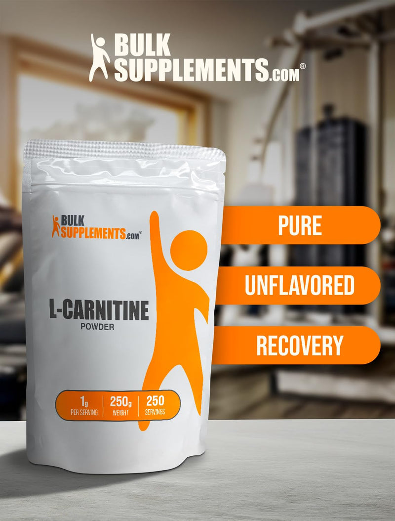 BulkSupplements.com L-Carnitine Powder - Carnitine Supplement, L Carnitine 1000mg, Carnitine Powder - Amino Acid Supplement, Gluten Free, 1g per Serving, 250g (8.8 oz) (Pack of 1) 250 Servings (Pack of 1)