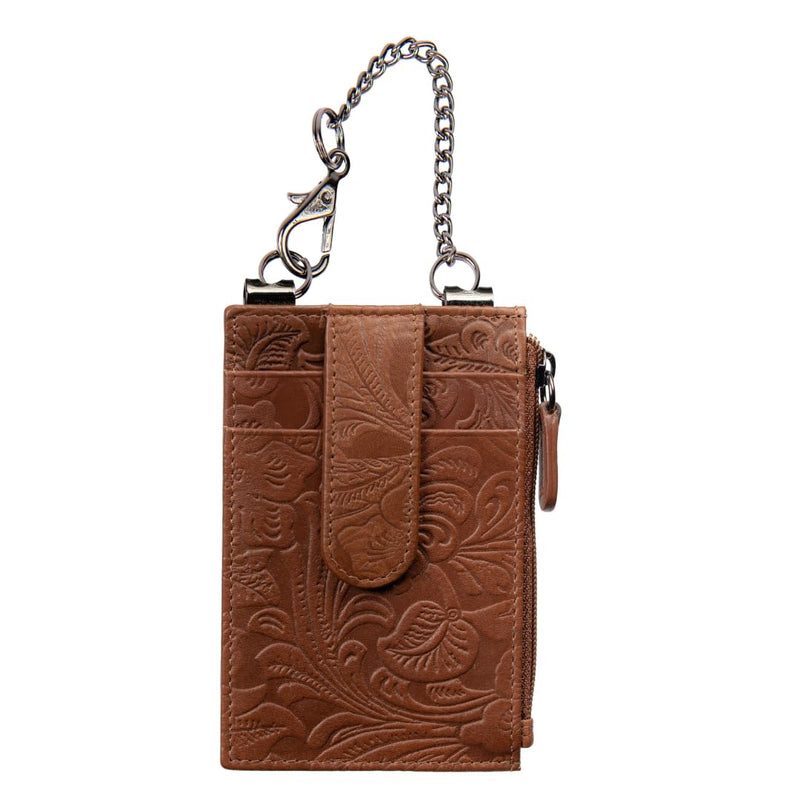 RFID Blocking Cowboy Boot Wallet, 100% Genuine Leather, for Men and Women | Security Chain, Zipper Lock, Travel Wallet, Minimalist Card Holder Toffee