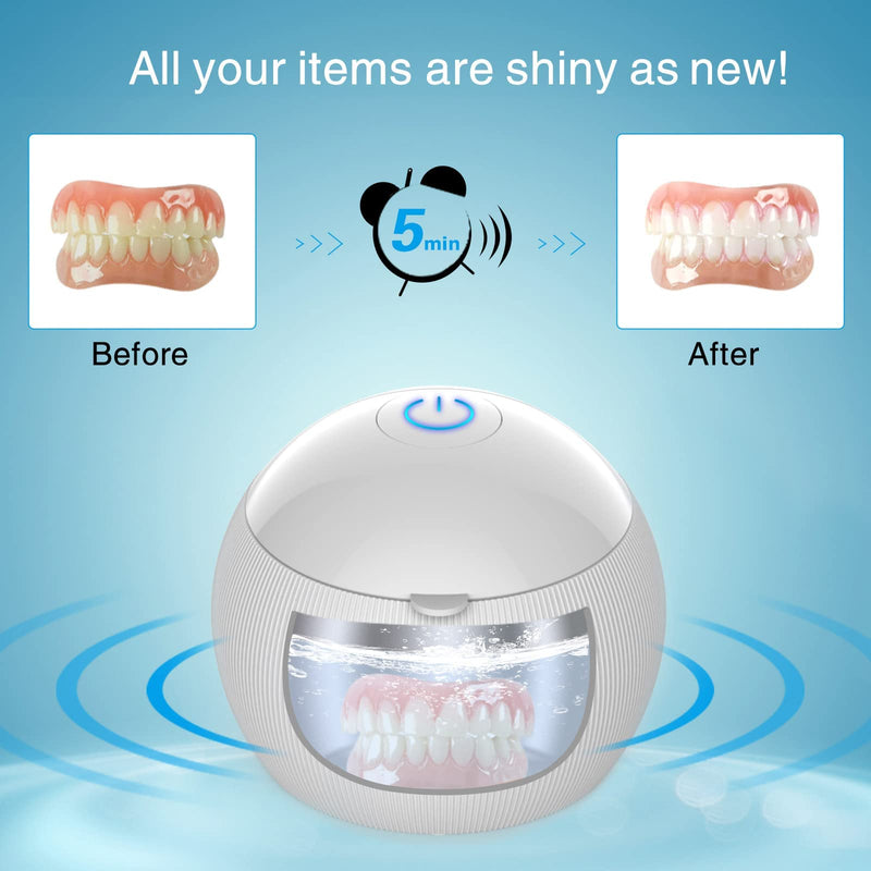 [Australia] - Ultrasonic Cleaner UV Ultrasonic Cleaning Device for Dentures, Aligners, Retainers, Whitening Trays, Night Dental Mouth Guard, Toothbrush Head, Ultrasonic Cleaning Box (200ML) 200ML 