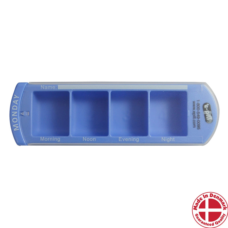 e-Pill 4 Times a Day x 7 Day Large Weekly Pill Organizer, Vitamin and Medicine Pillbox - with Discreet Case