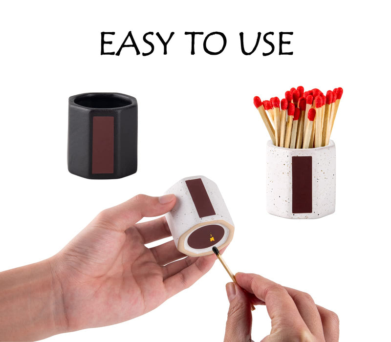 [Australia] - 2 Packs Match Holder With Striker Anise Match Striker For Decorative Black and White Matches For Candles Bathroom Matches In A Jar With Striker Match Cloche Matchstick Holder (Matches NOT Included) 