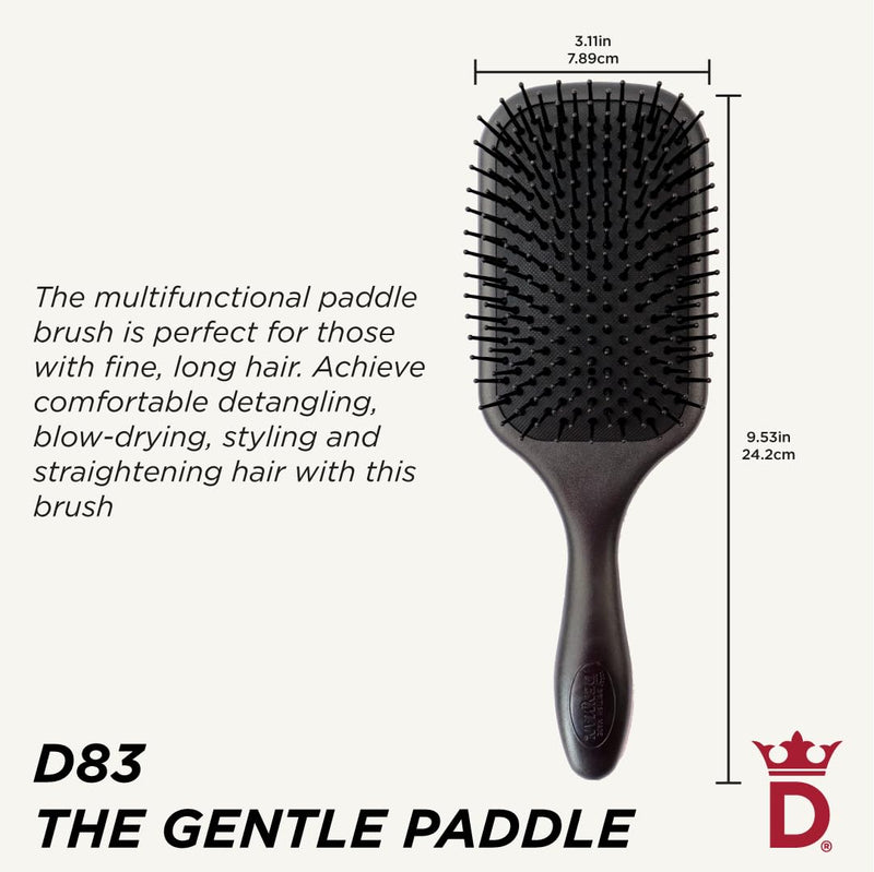 Denman Gentle Paddle Hairbrush for Comfortable Detangling, Blowdrying and Styling 1 Count (Pack of 1)