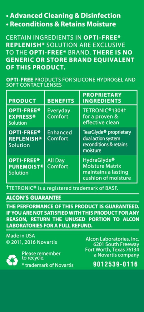 OPTI-FREE Replenish Multi-Purpose Disinfecting Contact Lens Solution, 2 oz (Pack of 6)