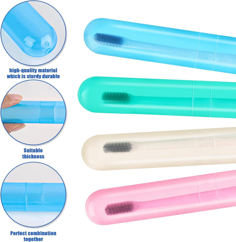 [Australia] - 4 Pack Toothbrush Cases Travel Toothbrush Holder Portable Toothbrush Container Case Plastic Toothbrush Carrier Cover Case for Traveling, Bathroom, School, Home, Camping 