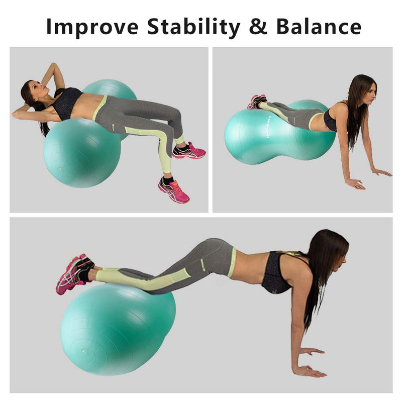 [Australia] - INPANY Peanut Ball - Anti Burst Exercise Ball for Labor Birthing, Physical Therapy for Kids, Core Strength, Flexible Seating, Home & Gym Fintness, Sensory Chair Wiggle Seat for Boys and Girls Green 