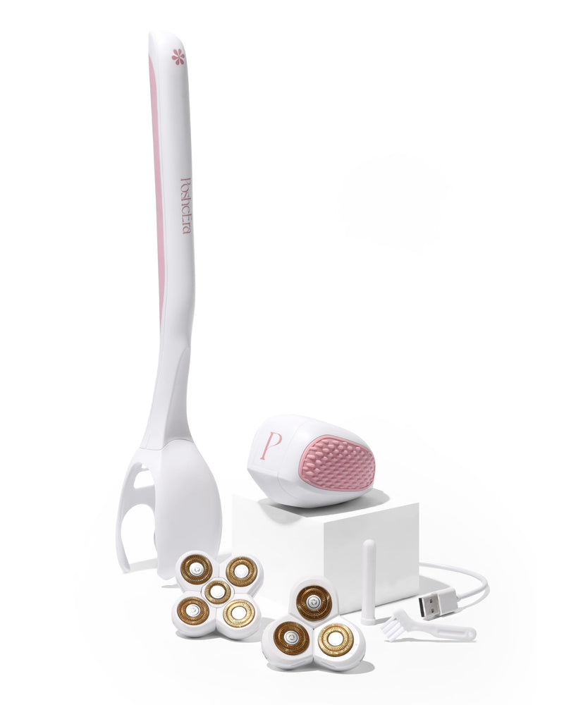 [Australia] - Self-Care Shave Kit | Friction-Fit Handle for Easy Reach & Comfort | 3 & 5 Petal Shave Heads | USB Charging | Smooth 
